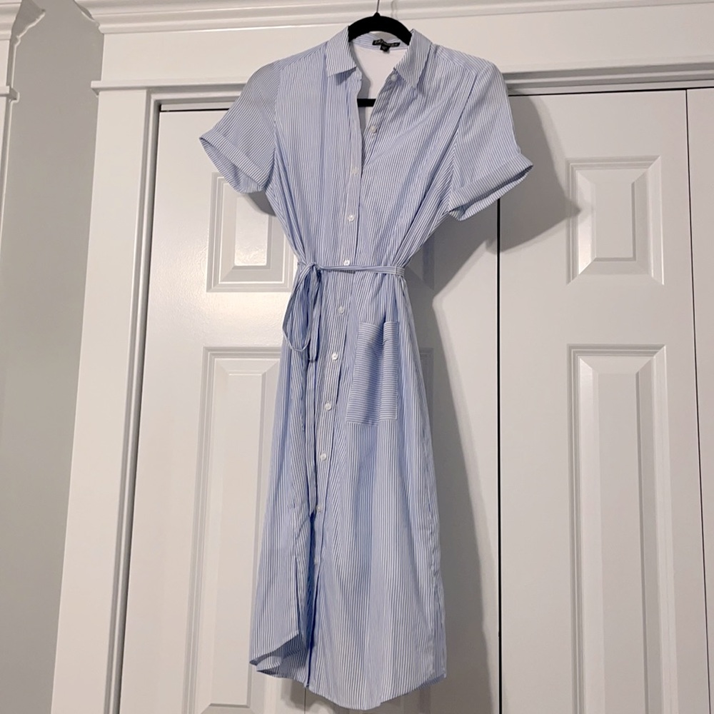 EXPRESS Blue/White Striped Midi Dress. Sz XS